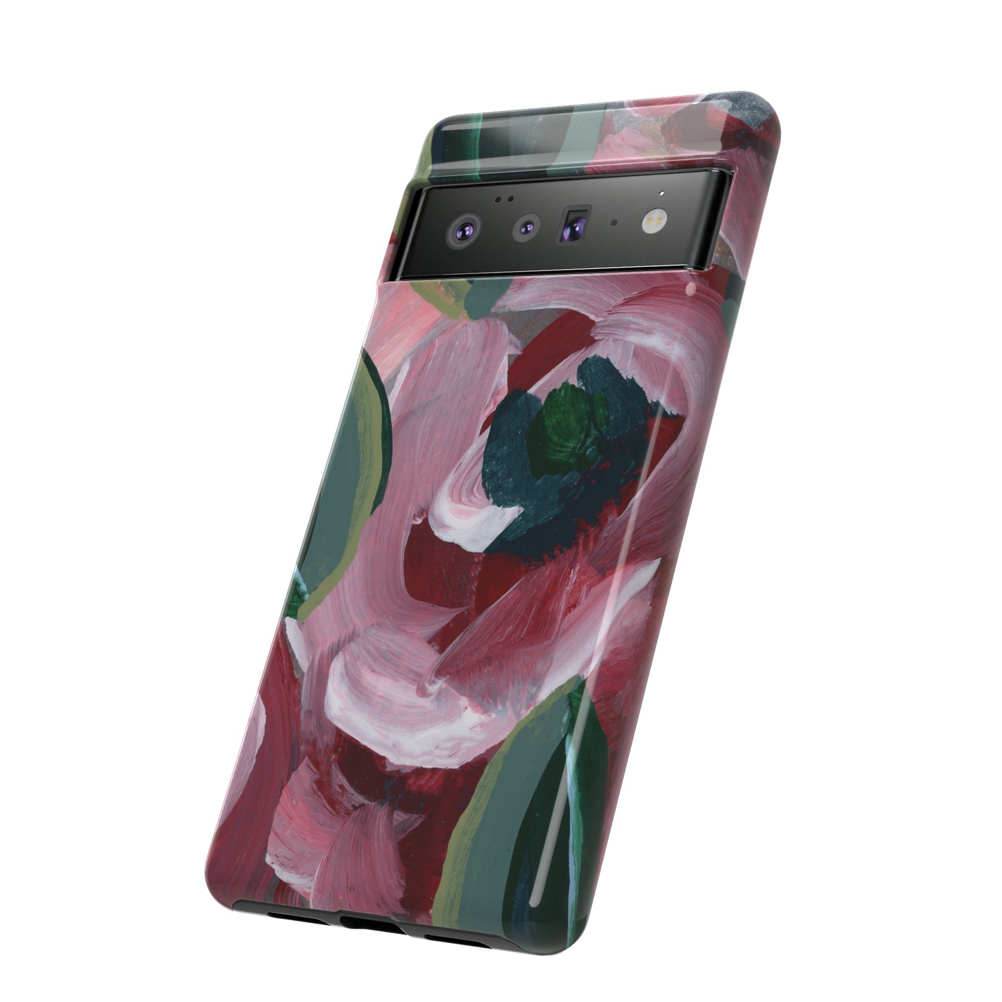 Burgundy Red Floral Hand Painted Abstract Colorful Case: Impact-Resistant Phone Cases