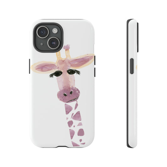 Cute Watercolor Pink Giraffe Hand Painted Phone Case - Tough Cases