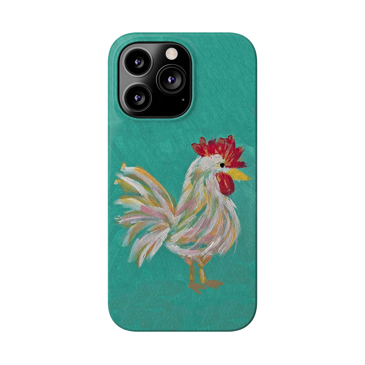 Phone Case hand painted chicken rooster digitized