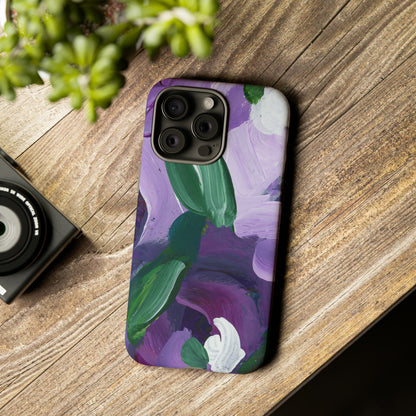 Purple Flowers Hand Painted Abstract Colorful Case: Impact-Resistant Phone Cases