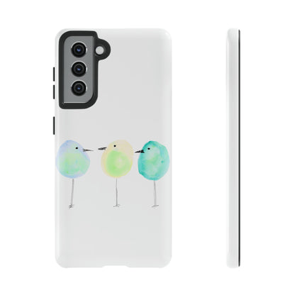 3 Watercolor Quirky Birds Hand Painted Phone Case - Tough Case