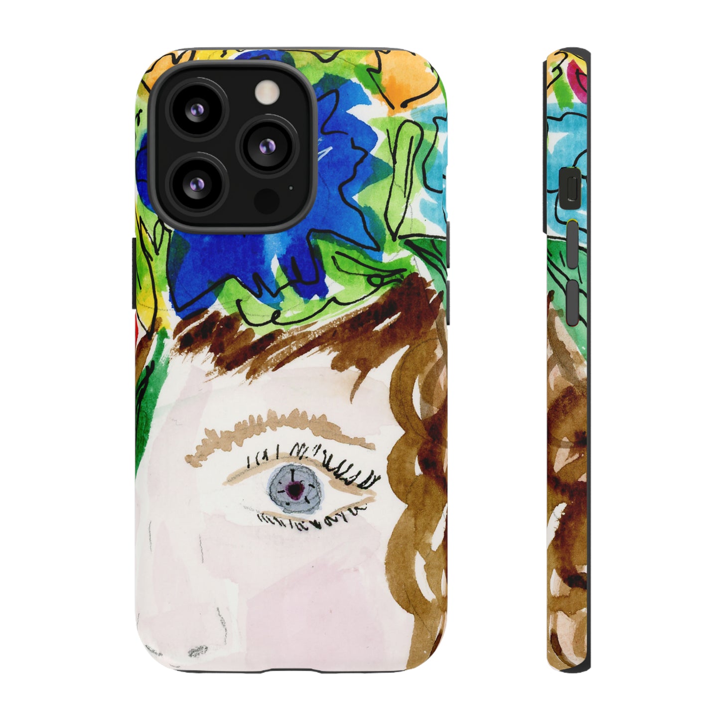 Vera | Hand Painted Girl with Flowers Headdress Colorful Case: Impact-Resistant Phone Cases