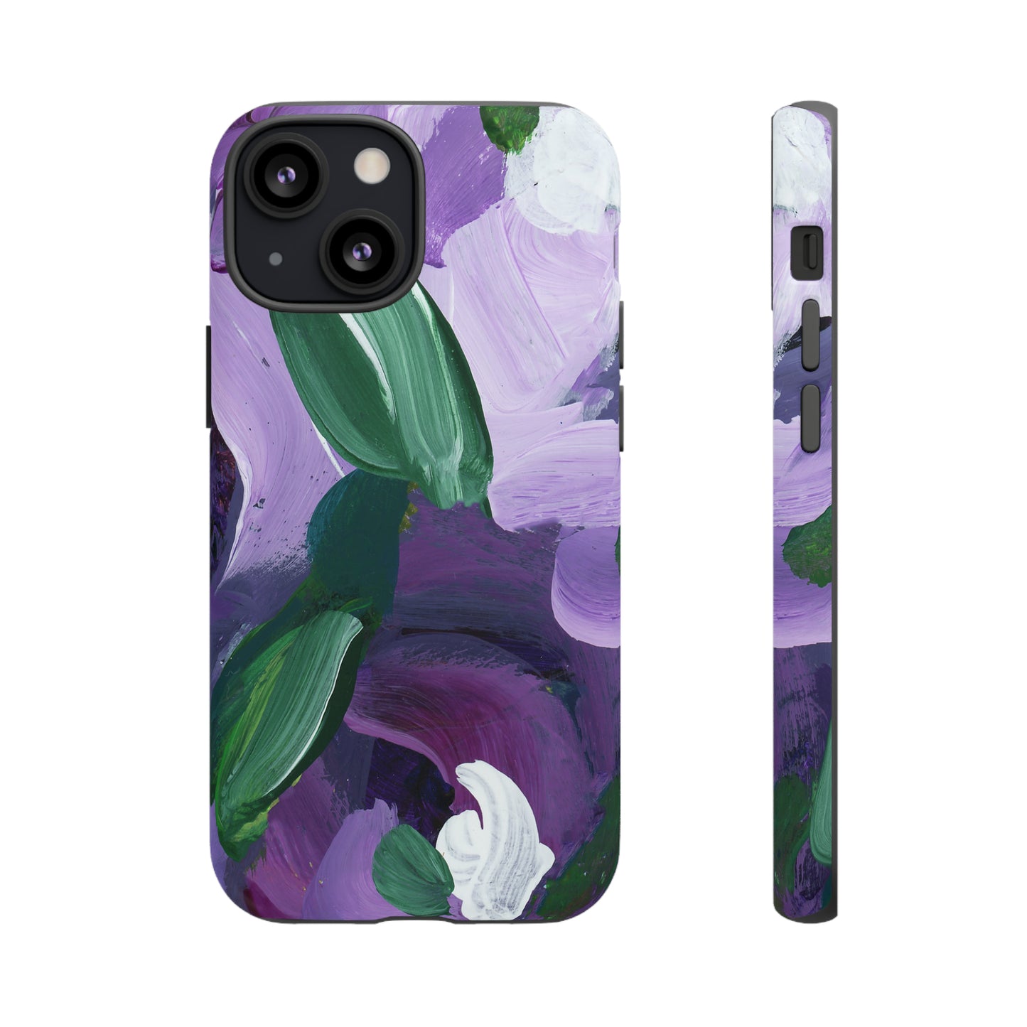 Purple Flowers Hand Painted Abstract Colorful Case: Impact-Resistant Phone Cases