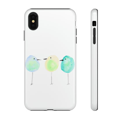 3 Watercolor Quirky Birds Hand Painted Phone Case - Tough Case