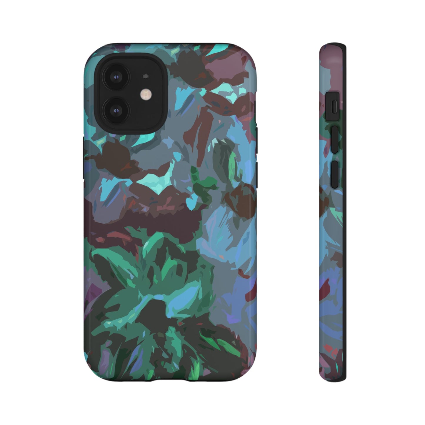 Hand Painted Abstract Colorful Teal Purple Green: Impact-Resistant Phone Case