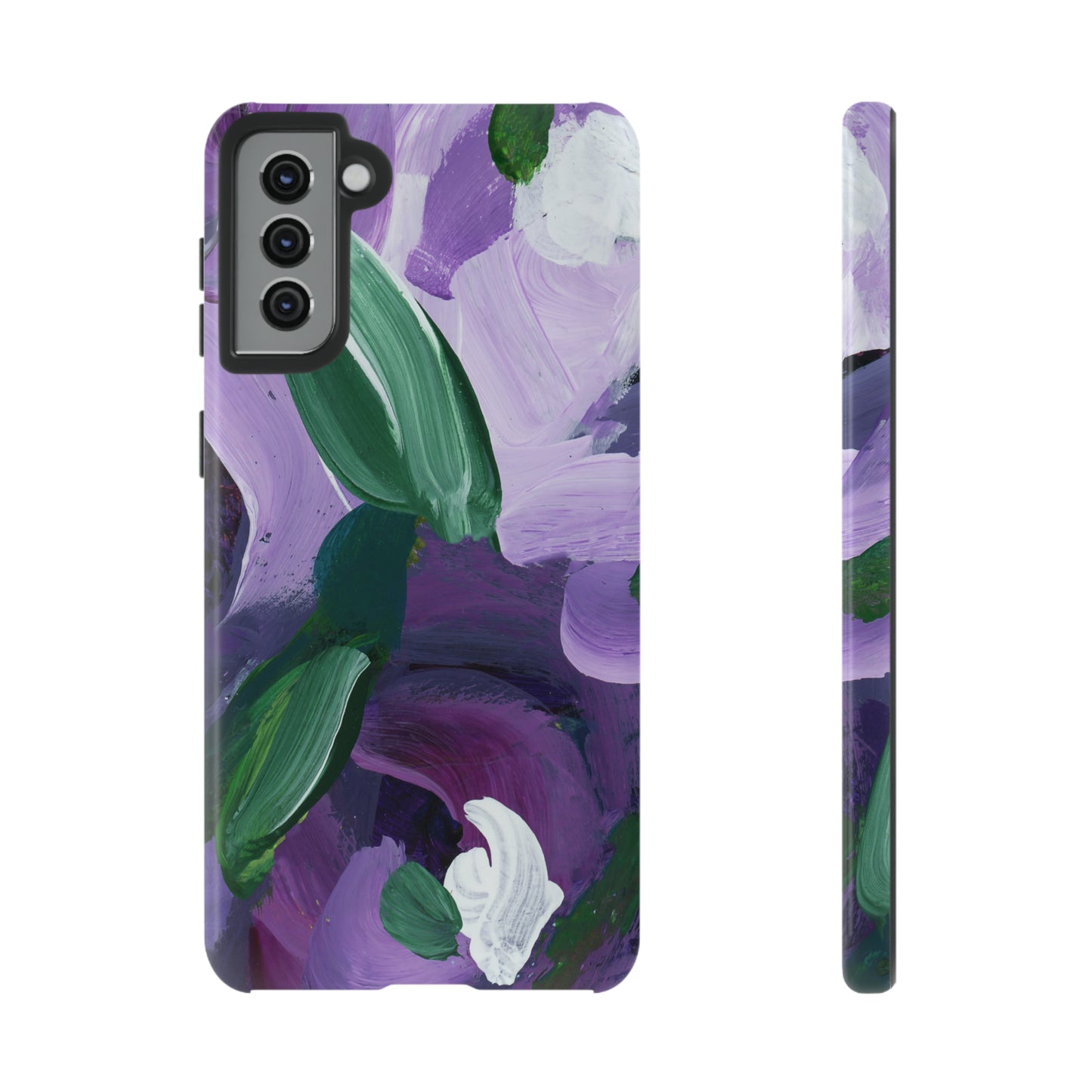 Purple Flowers Hand Painted Abstract Colorful Case: Impact-Resistant Phone Cases