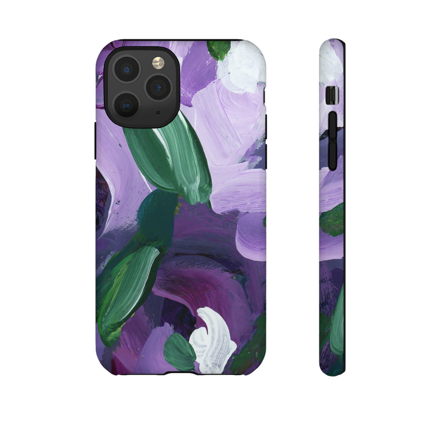 Purple Flowers Hand Painted Abstract Colorful Case: Impact-Resistant Phone Cases