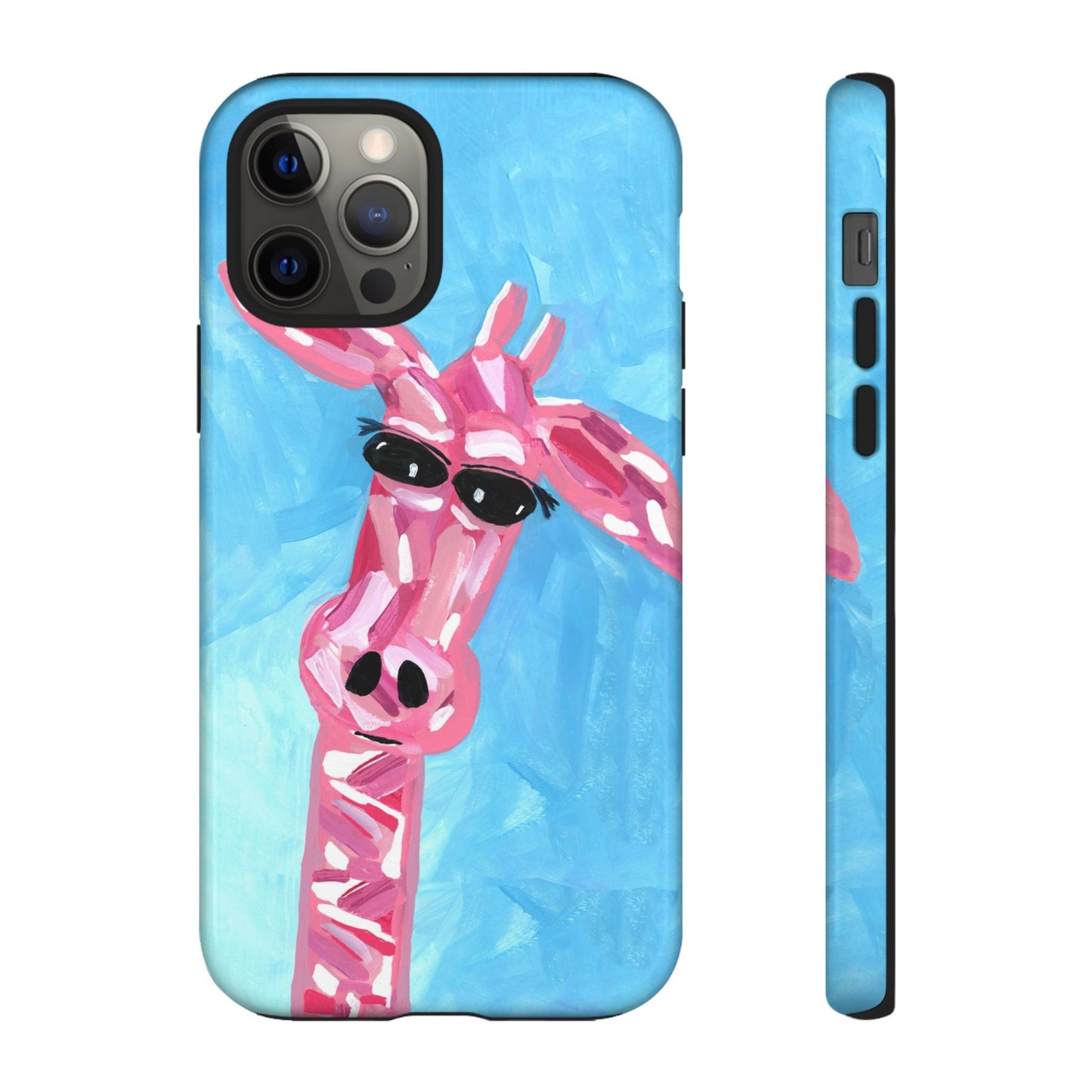 Bright Pink Giraffe Hand Painted Phone Case - Tough Cases