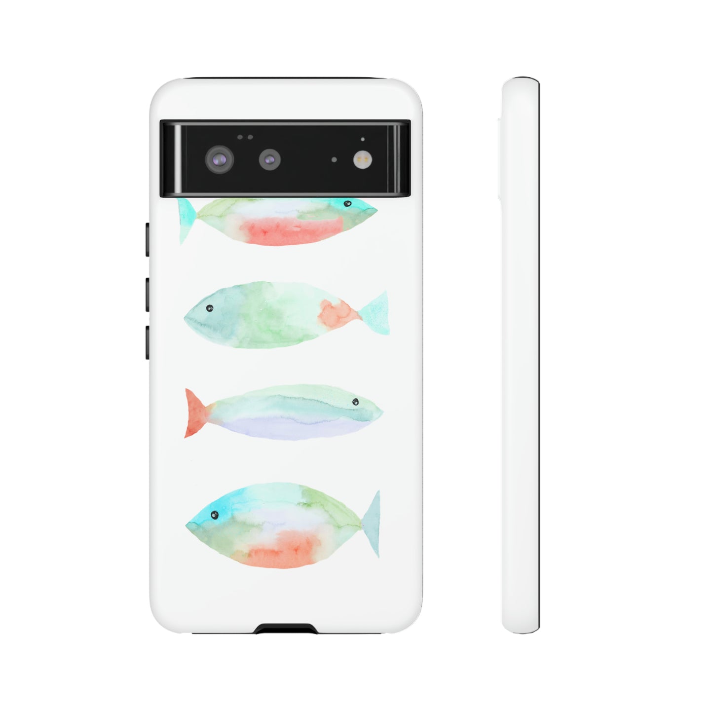 4 Watercolor Fish Hand Painted Cute Phone Case - Tough Case