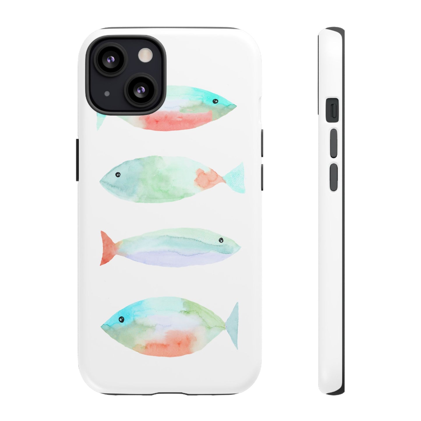 4 Watercolor Fish Hand Painted Cute Phone Case - Tough Case