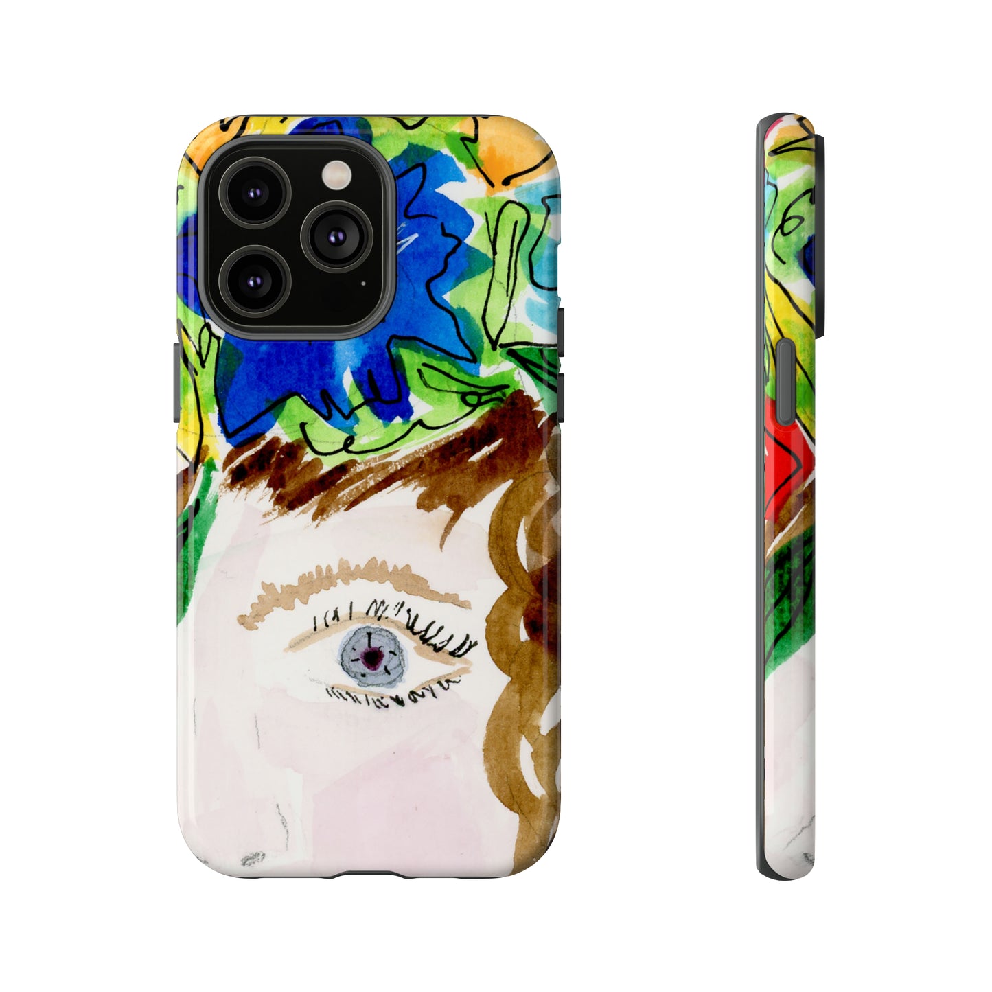 Vera | Hand Painted Girl with Flowers Headdress Colorful Case: Impact-Resistant Phone Cases