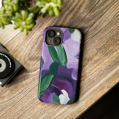 Purple Flowers Hand Painted Abstract Colorful Case: Impact-Resistant Phone Cases