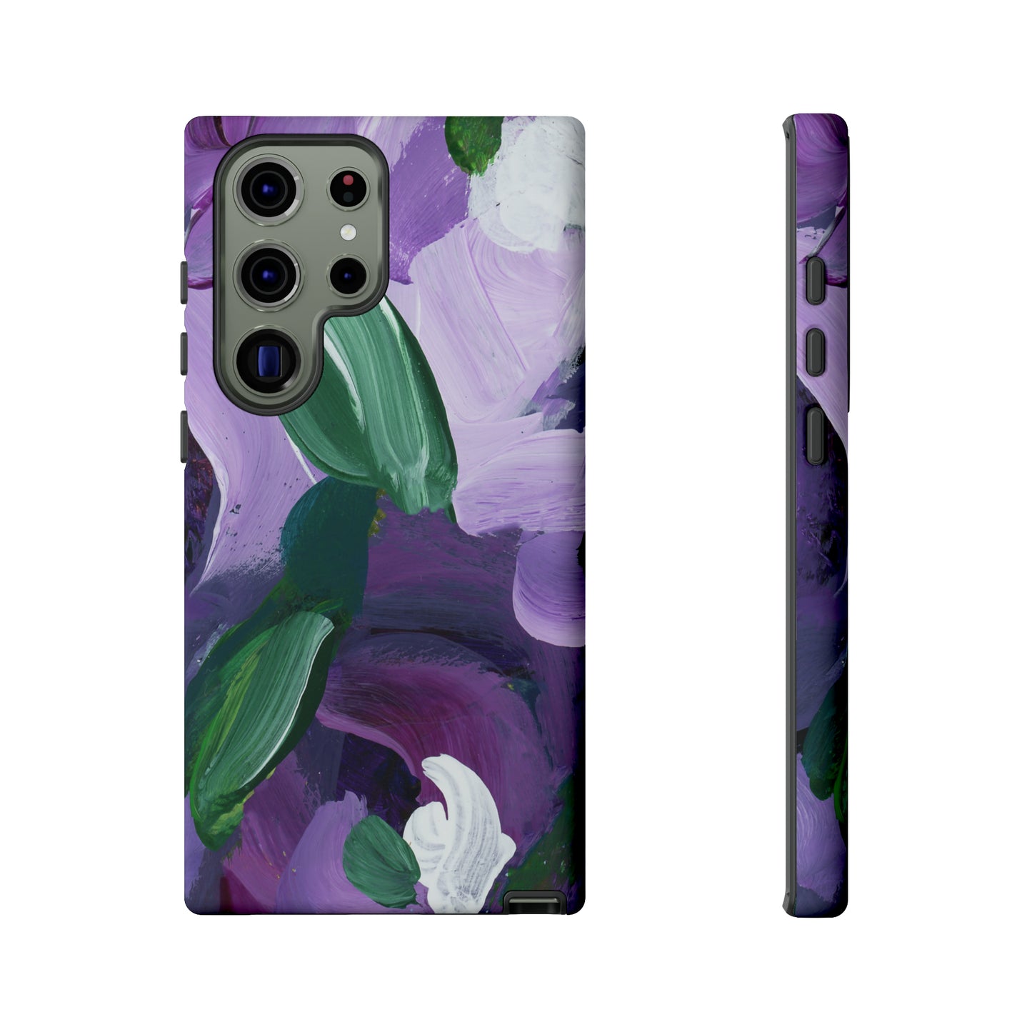 Purple Flowers Hand Painted Abstract Colorful Case: Impact-Resistant Phone Cases