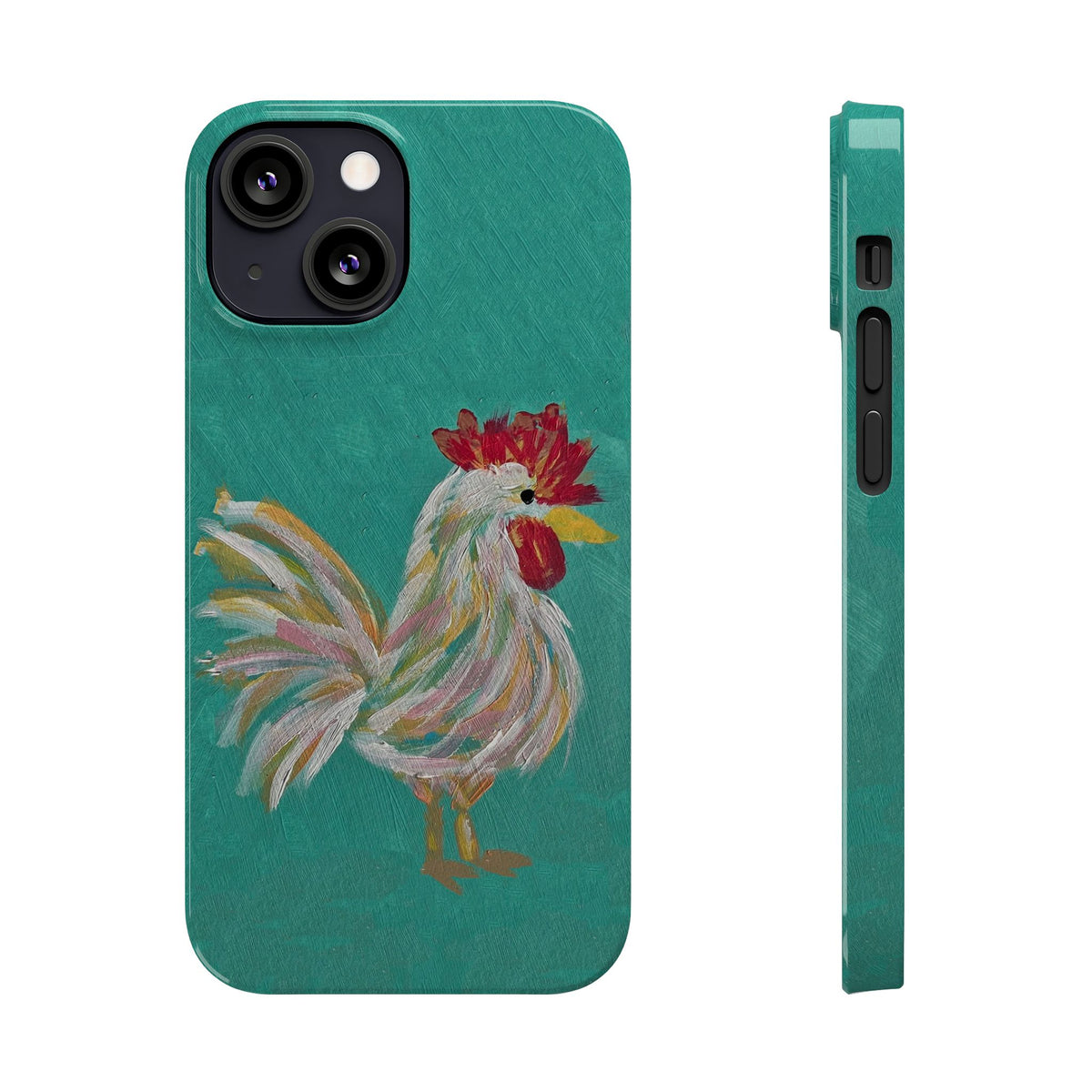 Phone Case hand painted chicken rooster digitized