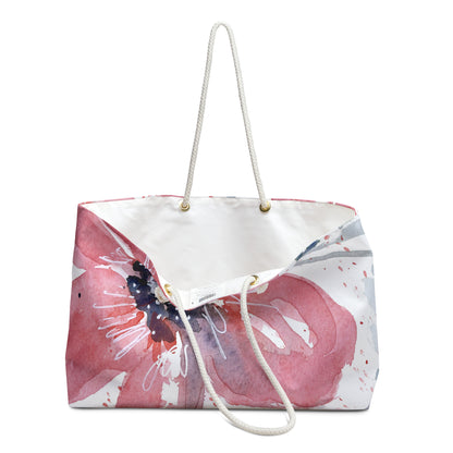 Original Art Salmon Pink Floral Weekender Tote Bag