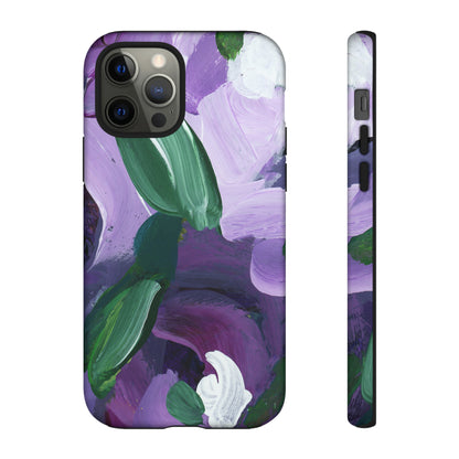 Purple Flowers Hand Painted Abstract Colorful Case: Impact-Resistant Phone Cases