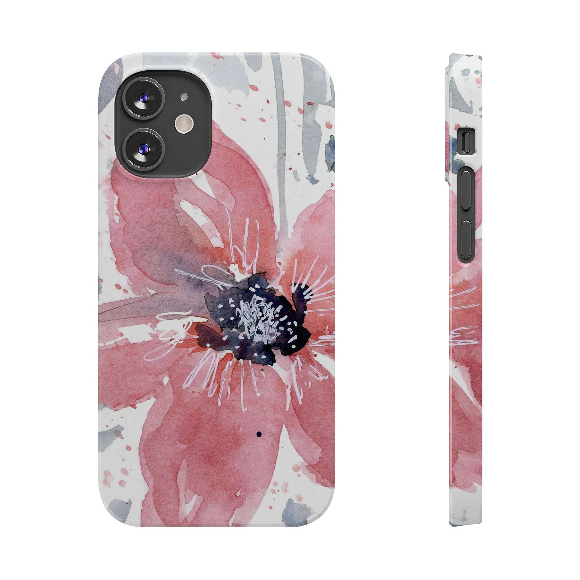 Watercolor Pink Flower Abstract Phone Case: Slim Case
