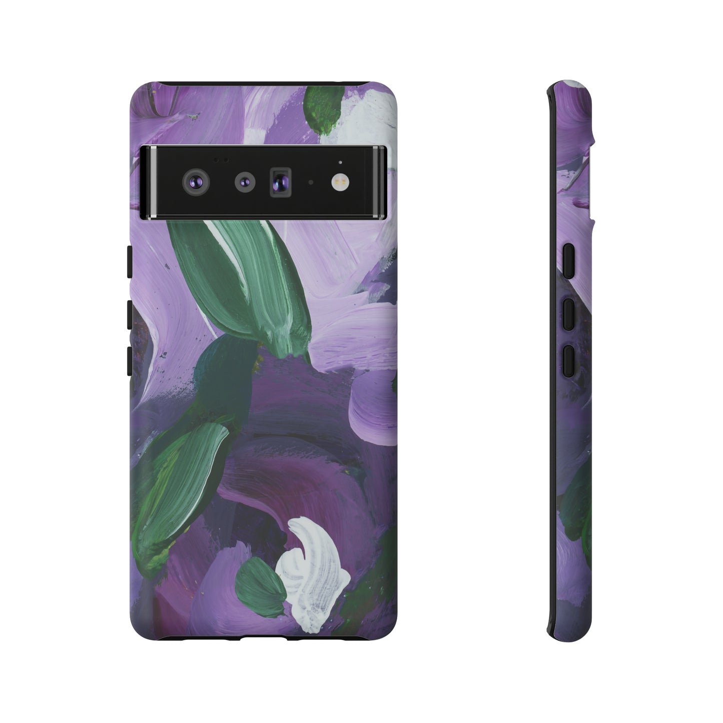 Purple Flowers Hand Painted Abstract Colorful Case: Impact-Resistant Phone Cases