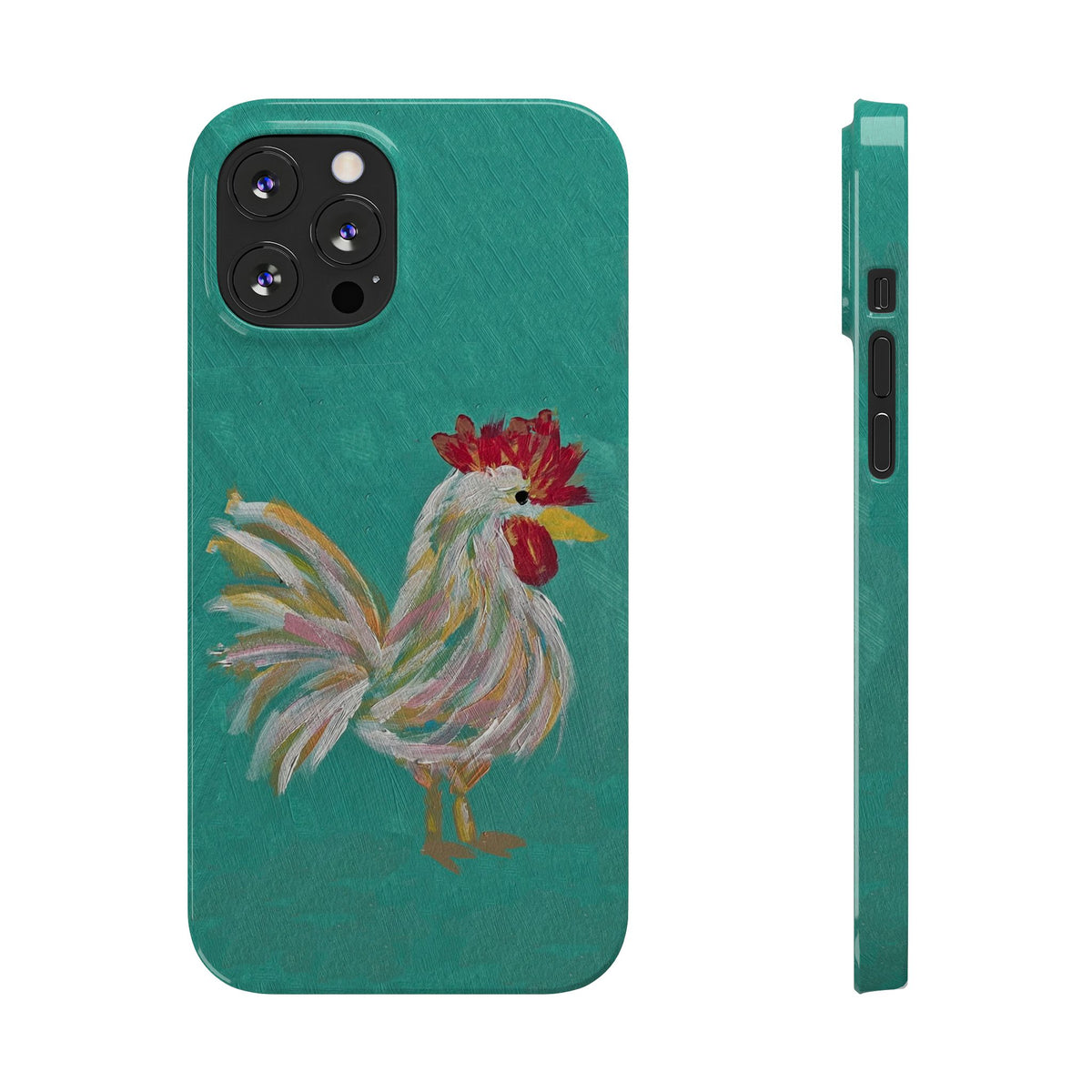 Phone Case hand painted chicken rooster digitized