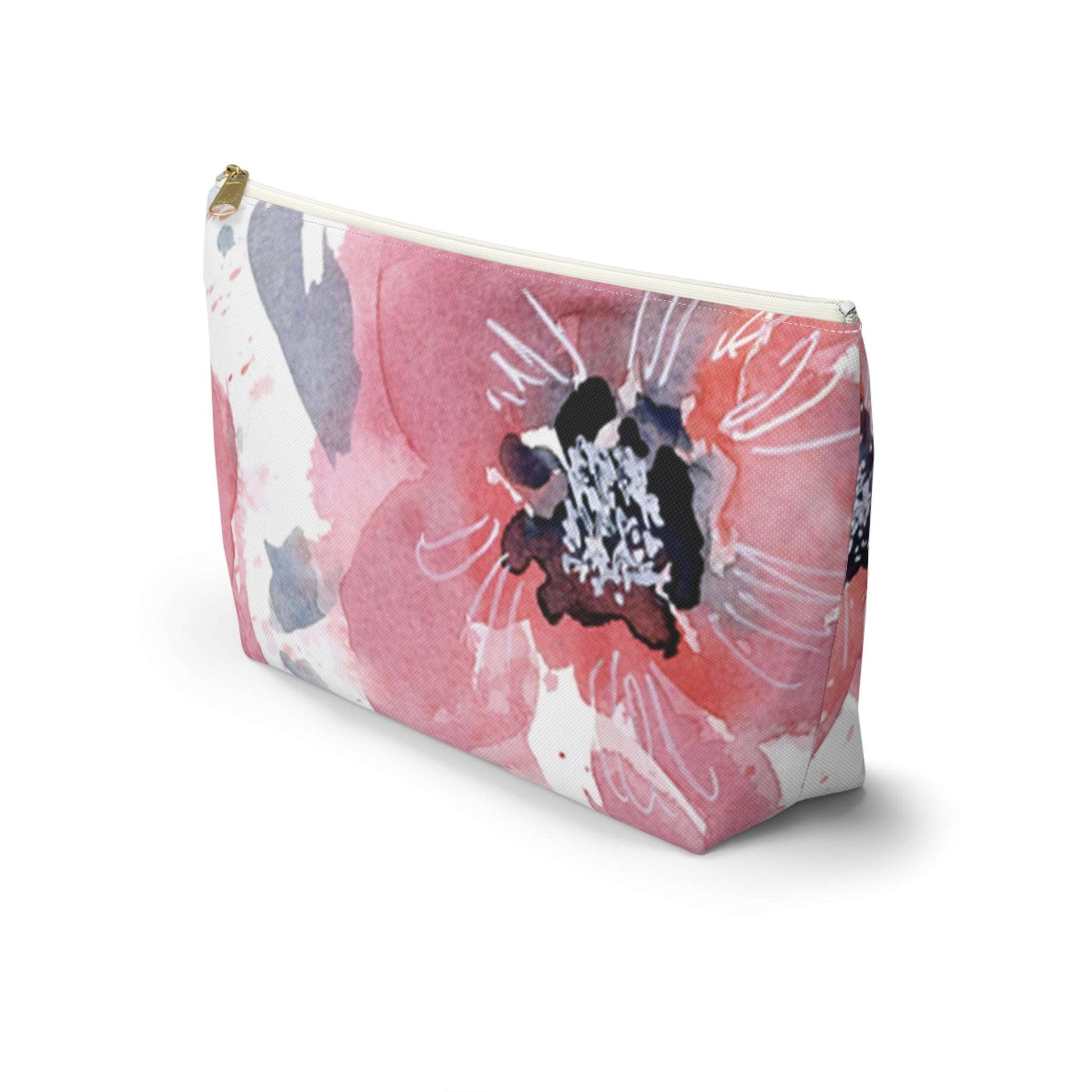 Colorful Watercolor Floral Pinks Cosmetic Travel Bag
