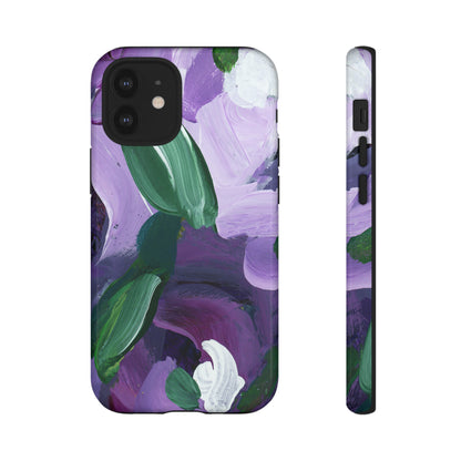 Purple Flowers Hand Painted Abstract Colorful Case: Impact-Resistant Phone Cases