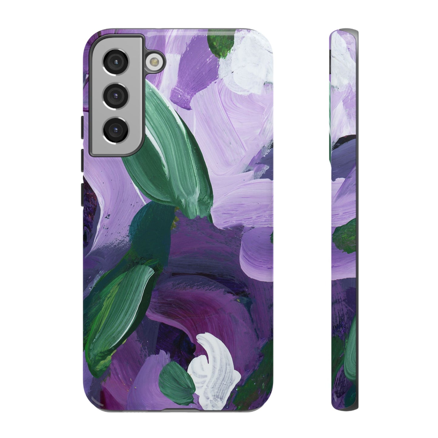 Purple Flowers Hand Painted Abstract Colorful Case: Impact-Resistant Phone Cases
