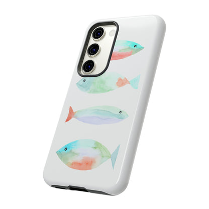 4 Watercolor Fish Hand Painted Cute Phone Case - Tough Case