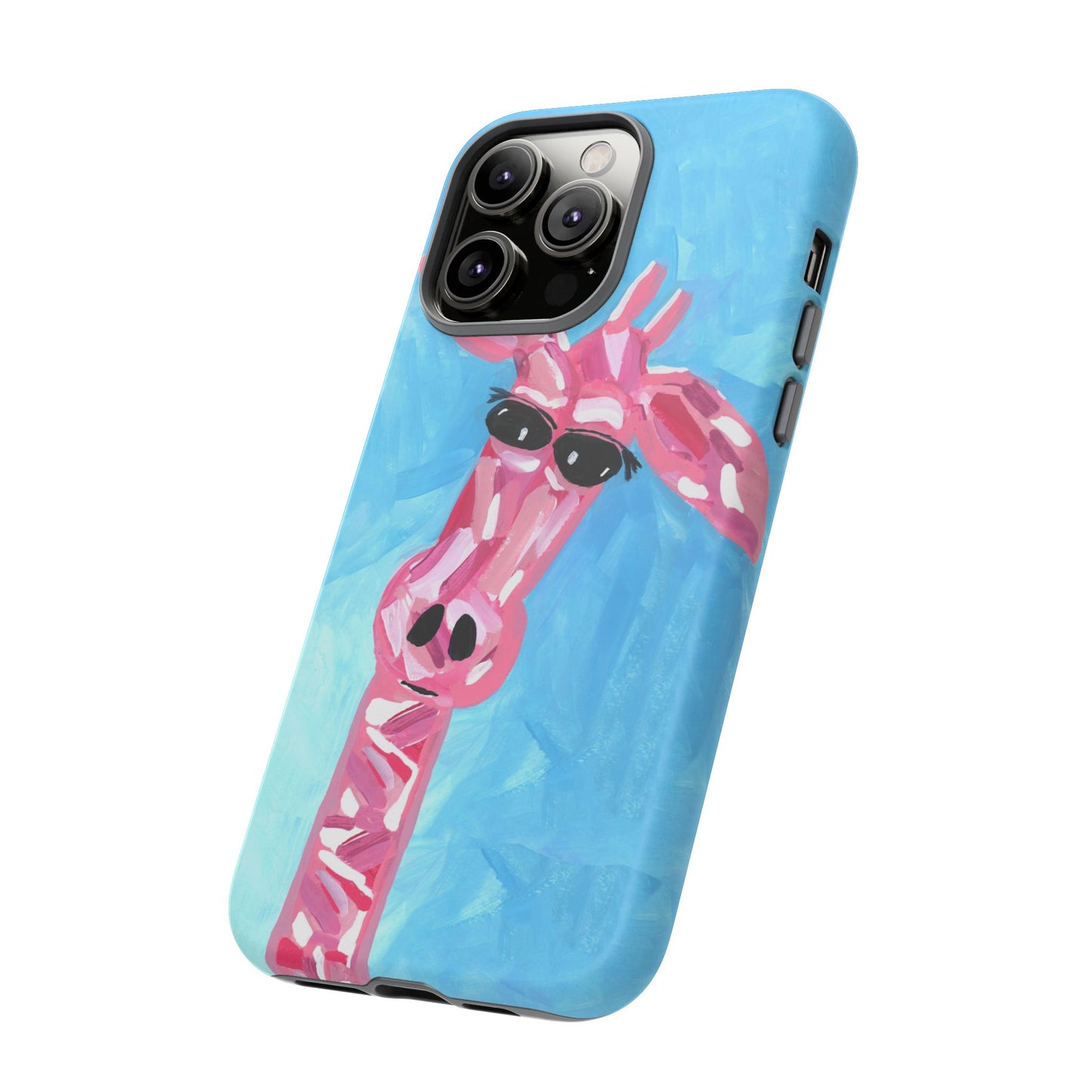 Bright Pink Giraffe Hand Painted Phone Case - Tough Cases