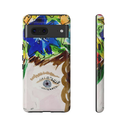 Vera | Hand Painted Girl with Flowers Headdress Colorful Case: Impact-Resistant Phone Cases