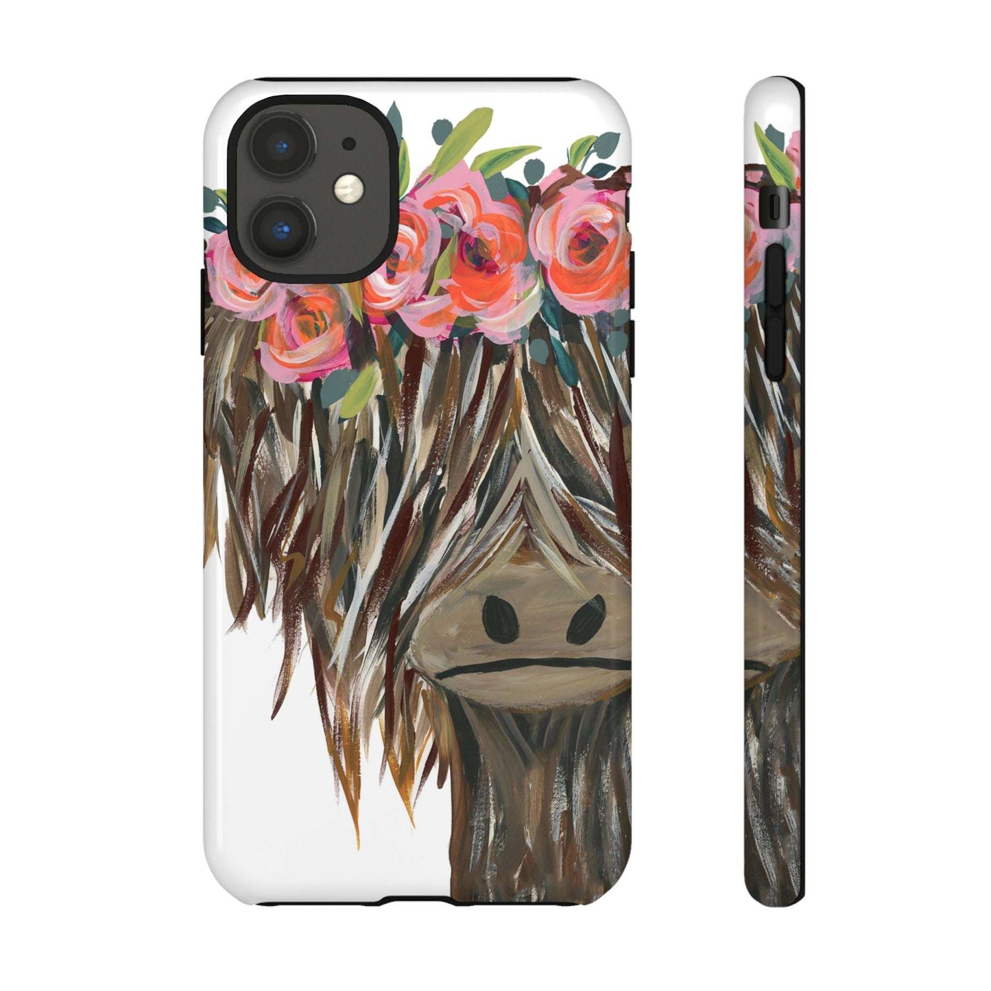 Highland Cow Hand Painted Cute Phone Case - Tough Cases