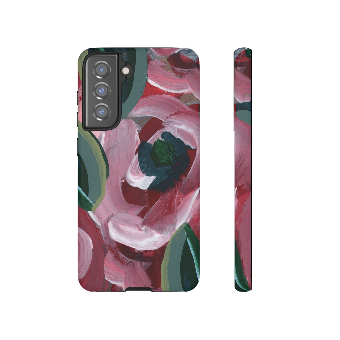 Burgundy Red Floral Hand Painted Abstract Colorful Case: Impact-Resistant Phone Cases