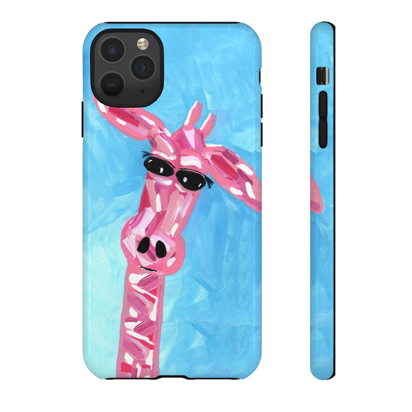 Bright Pink Giraffe Hand Painted Phone Case - Tough Cases