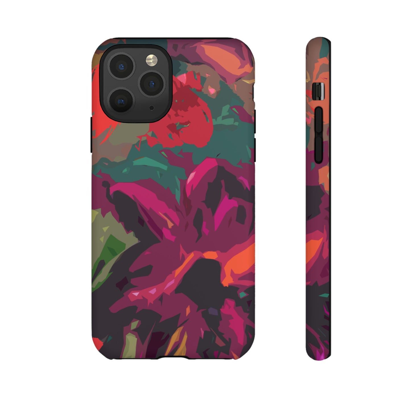 Hand Painted Abstract Colorful Burgundy Teal Orange Red Impact-Resistant Phone Cases