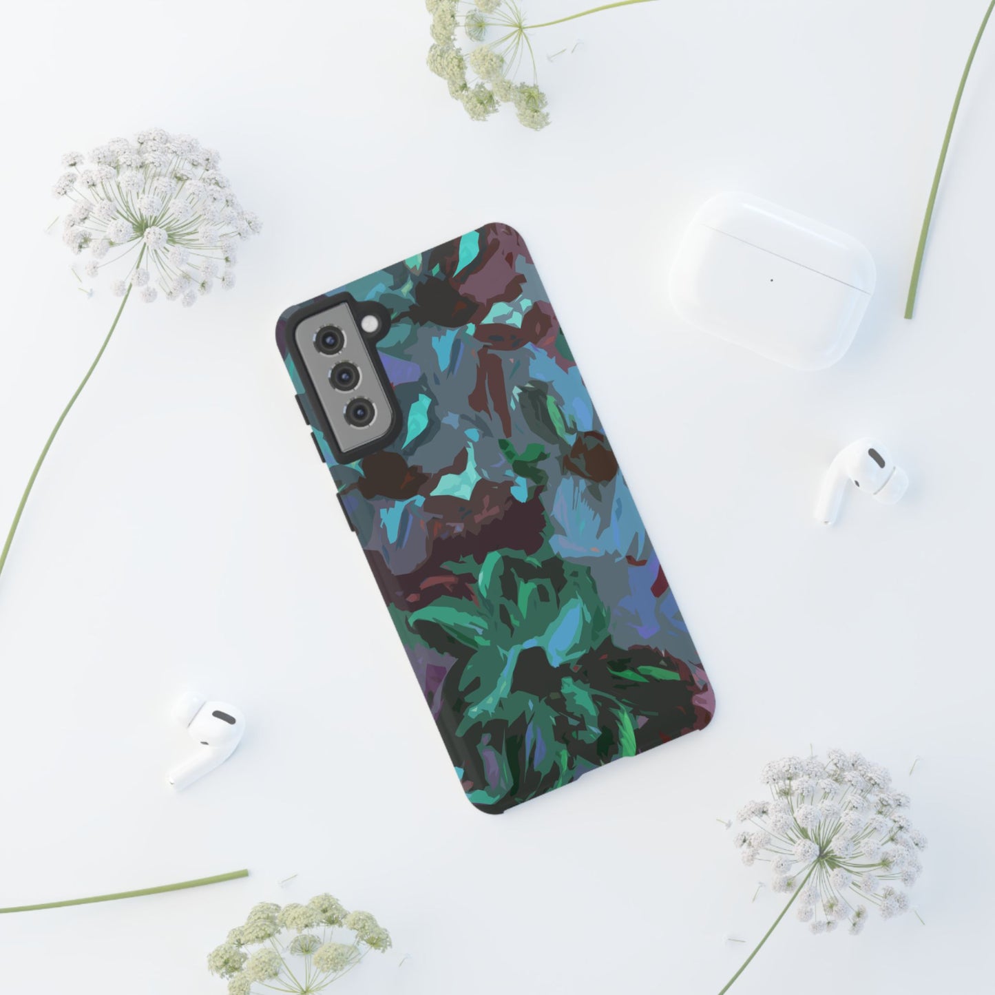 Hand Painted Abstract Colorful Teal Purple Green: Impact-Resistant Phone Case