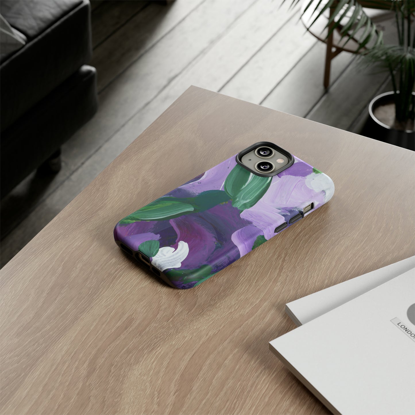 Purple Flowers Hand Painted Abstract Colorful Case: Impact-Resistant Phone Cases