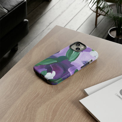 Purple Flowers Hand Painted Abstract Colorful Case: Impact-Resistant Phone Cases