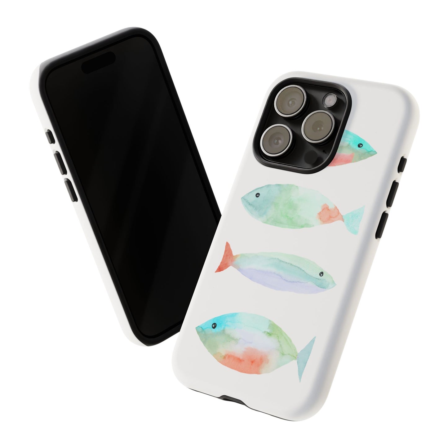 4 Watercolor Fish Hand Painted Cute Phone Case - Tough Case