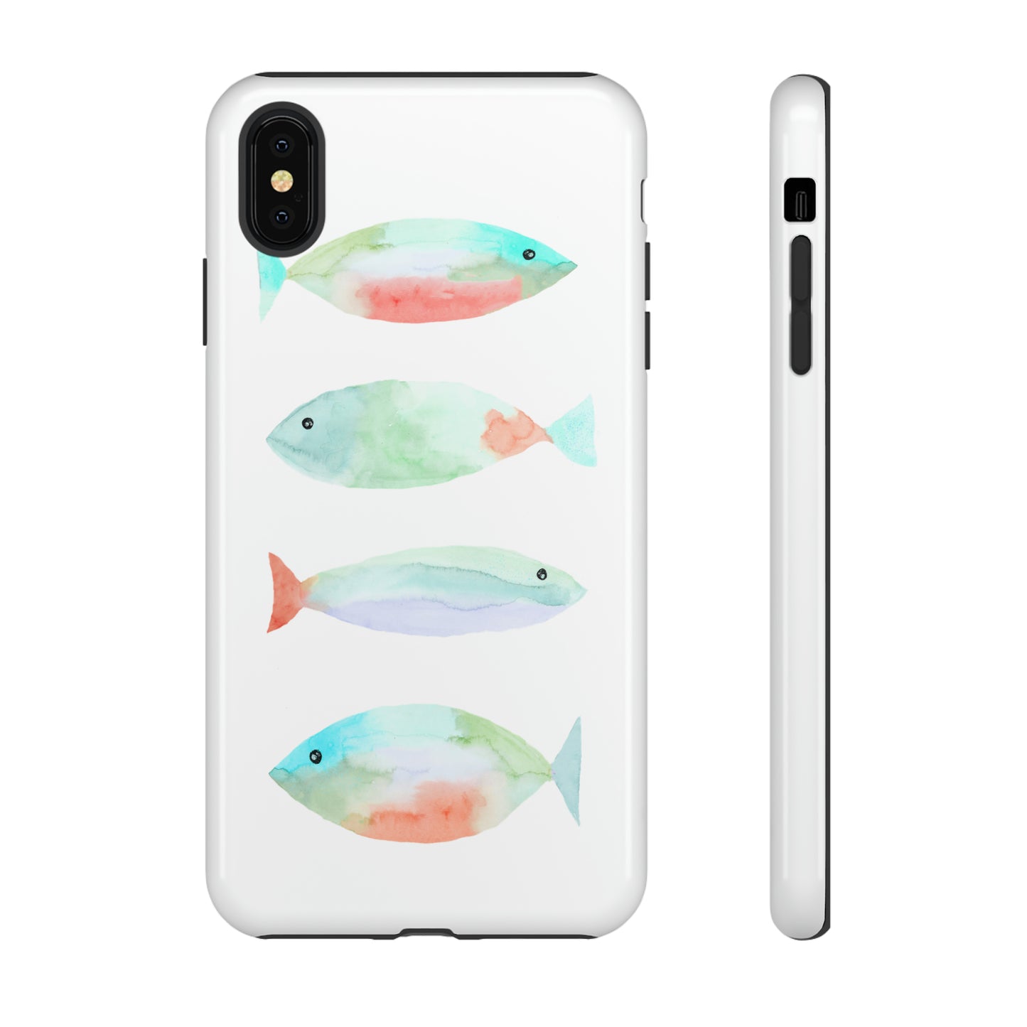 4 Watercolor Fish Hand Painted Cute Phone Case - Tough Case