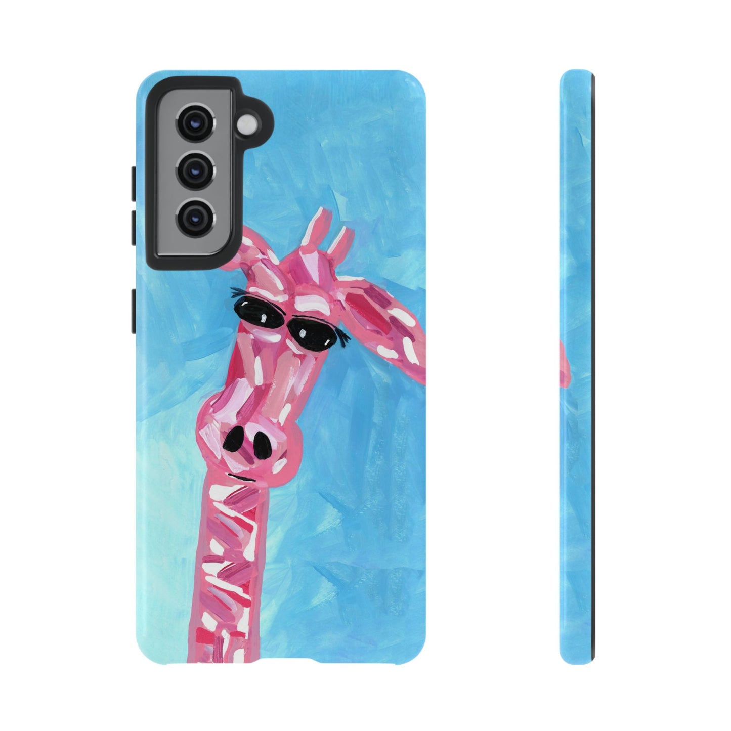 Bright Pink Giraffe Hand Painted Phone Case - Tough Cases