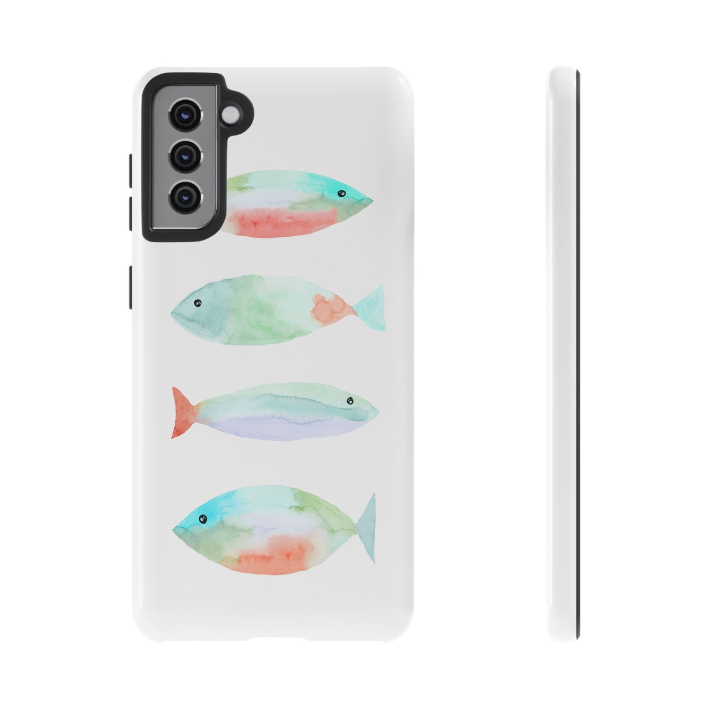 4 Watercolor Fish Hand Painted Cute Phone Case - Tough Case