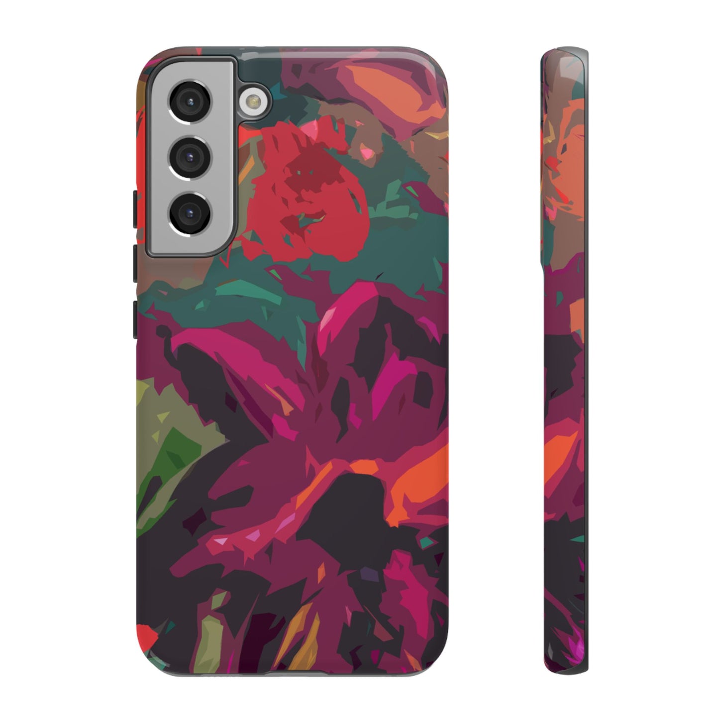 Hand Painted Abstract Colorful Burgundy Teal Orange Red Impact-Resistant Phone Cases