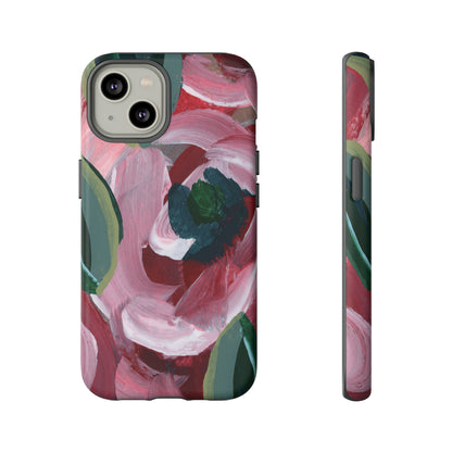 Burgundy Red Floral Hand Painted Abstract Colorful Case: Impact-Resistant Phone Cases