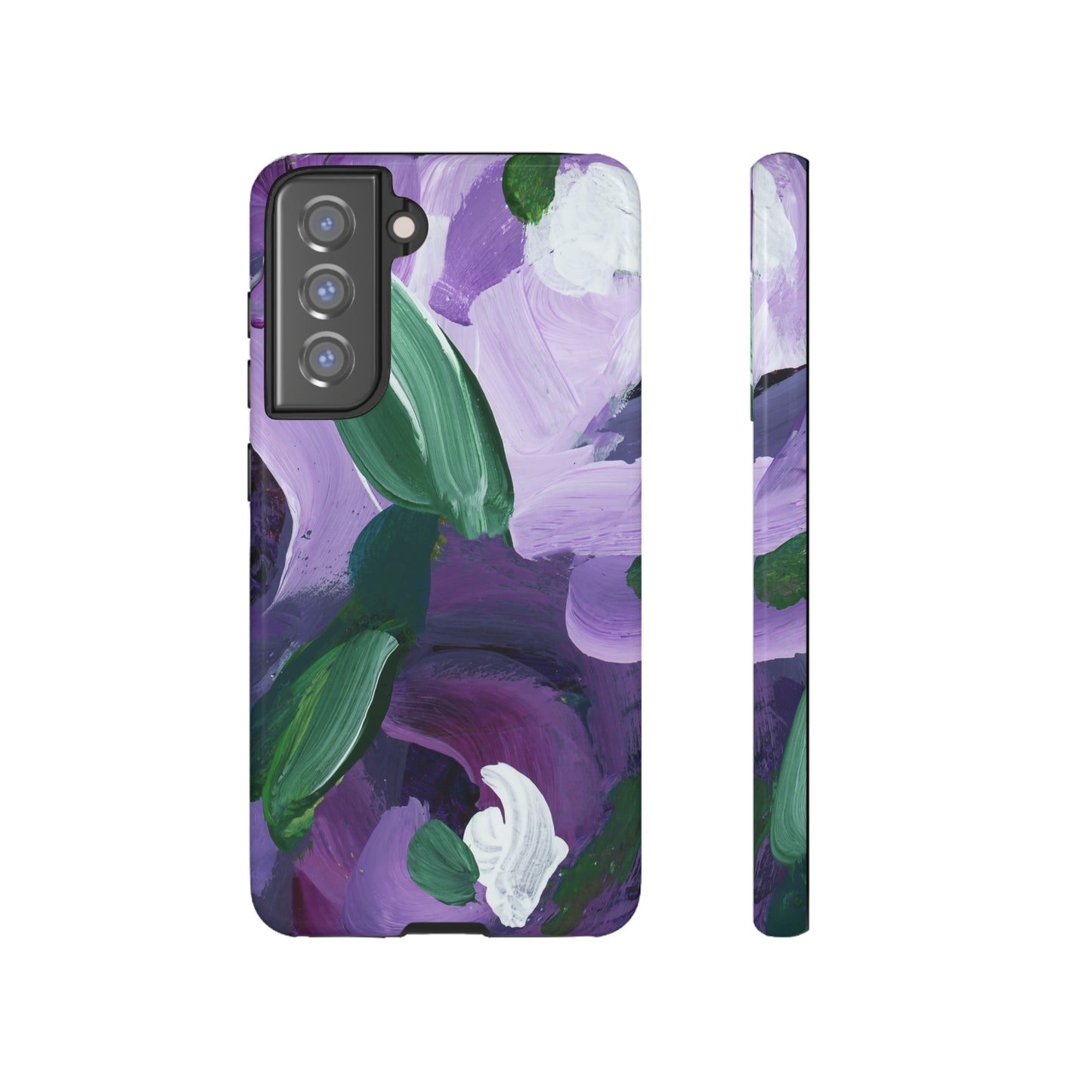 Purple Flowers Hand Painted Abstract Colorful Case: Impact-Resistant Phone Cases