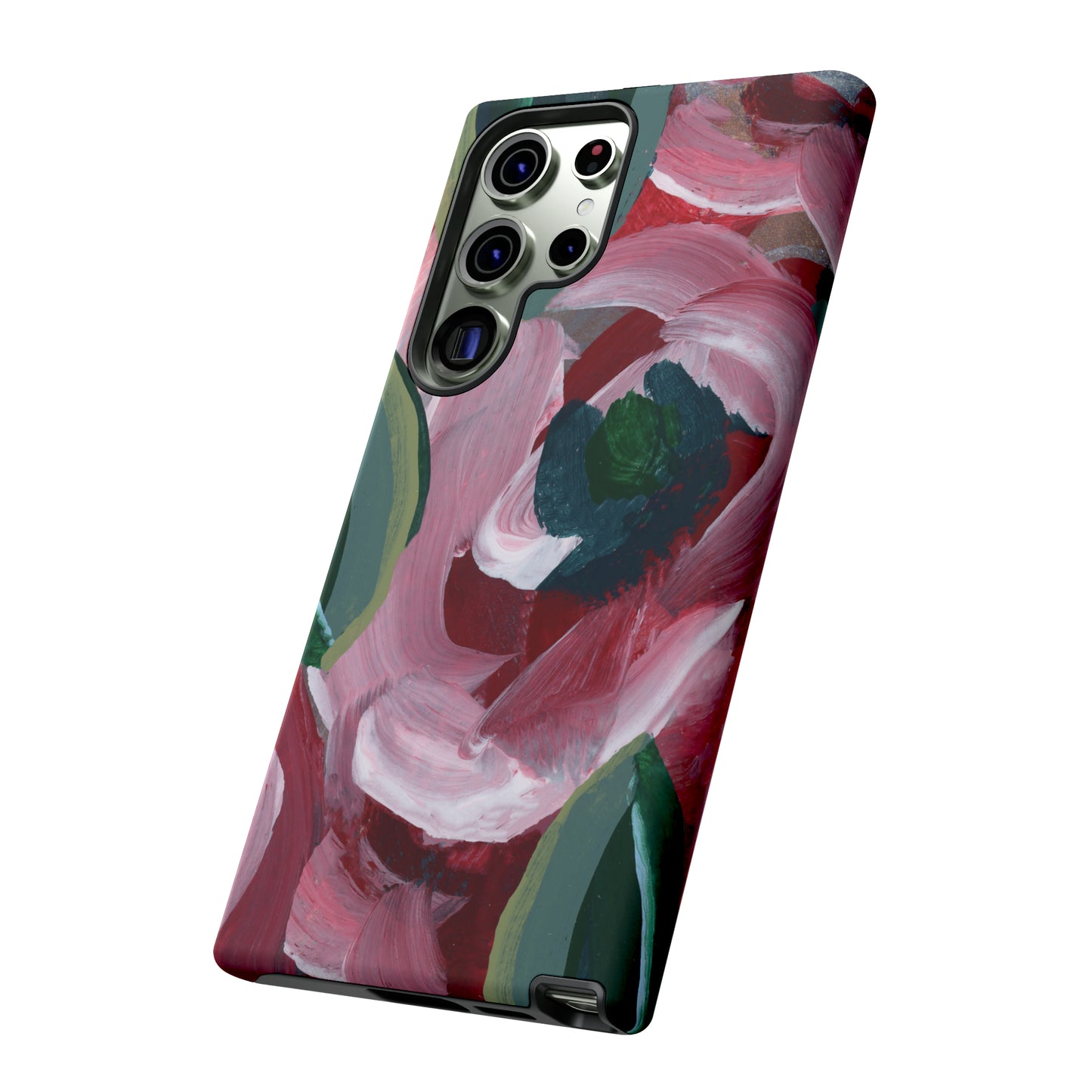 Burgundy Red Floral Hand Painted Abstract Colorful Case: Impact-Resistant Phone Cases