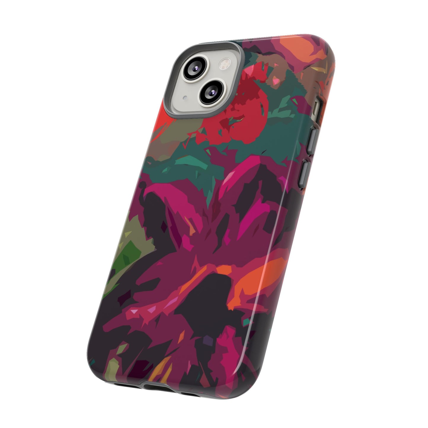 Hand Painted Abstract Colorful Burgundy Teal Orange Red Impact-Resistant Phone Cases