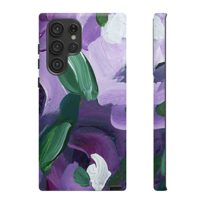 Purple Flowers Hand Painted Abstract Colorful Case: Impact-Resistant Phone Cases