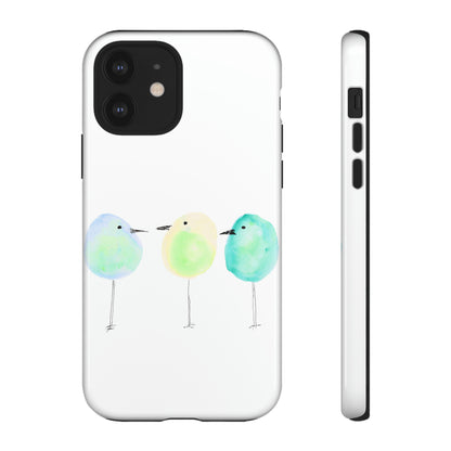 3 Watercolor Quirky Birds Hand Painted Phone Case - Tough Case