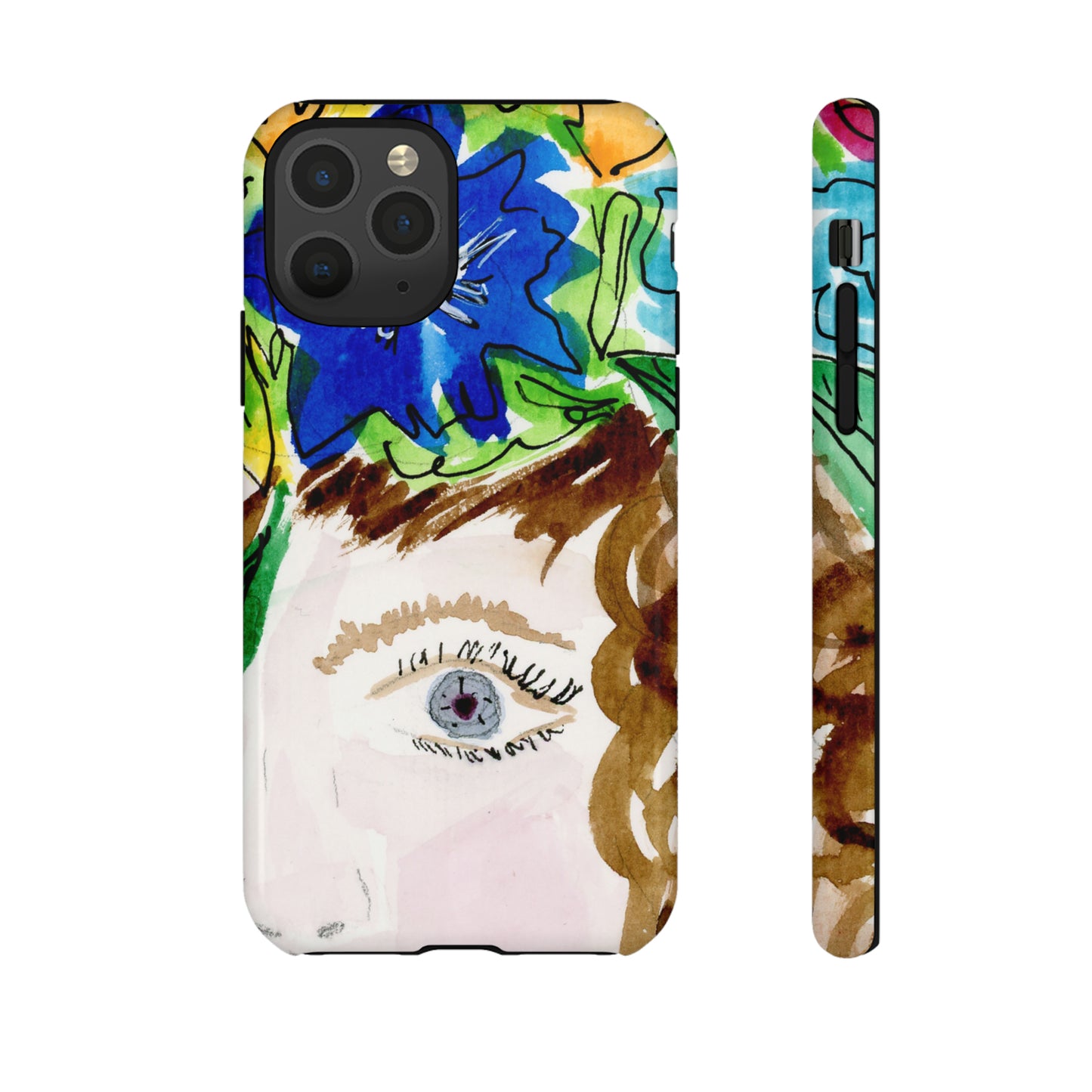 Vera | Hand Painted Girl with Flowers Headdress Colorful Case: Impact-Resistant Phone Cases