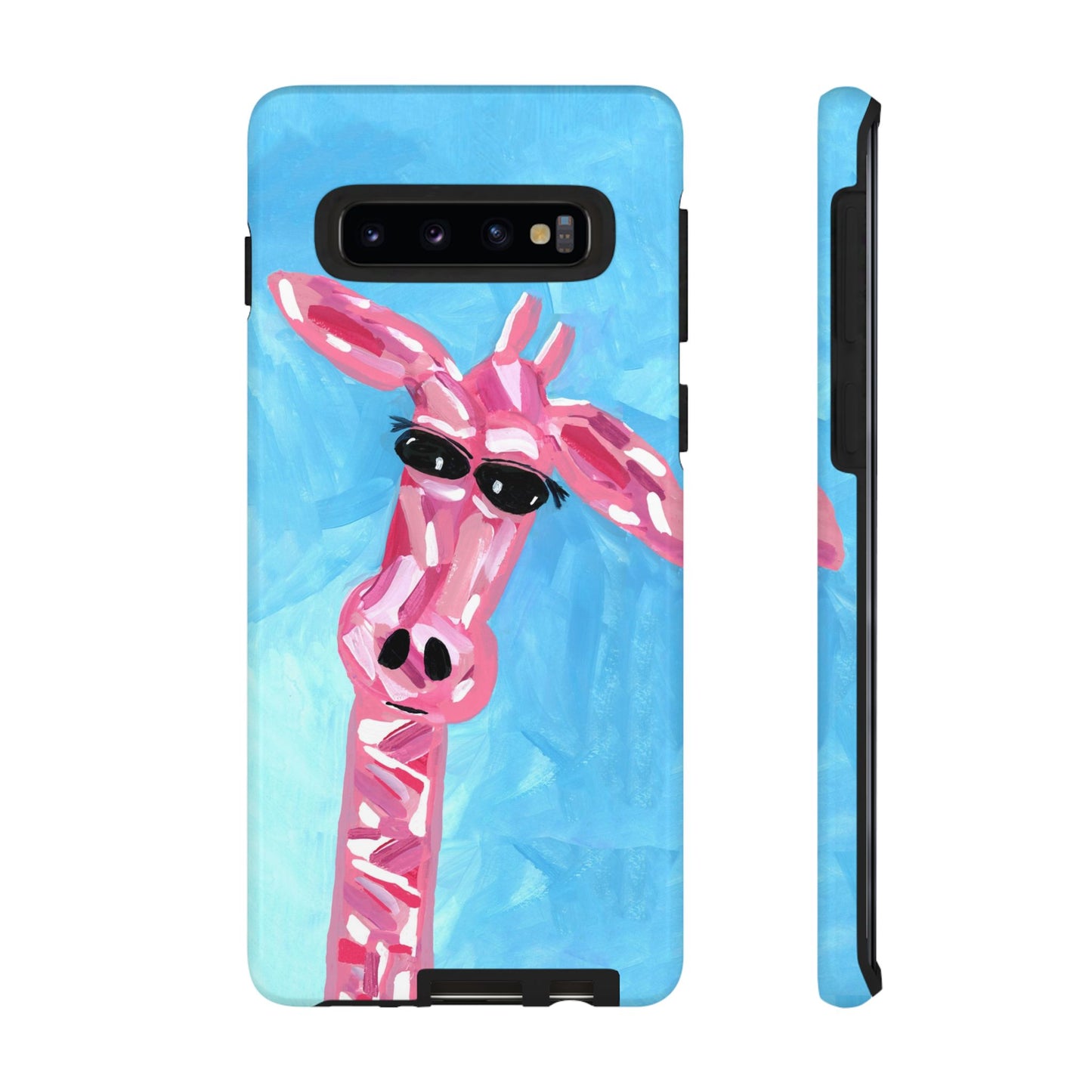 Bright Pink Giraffe Hand Painted Phone Case - Tough Cases