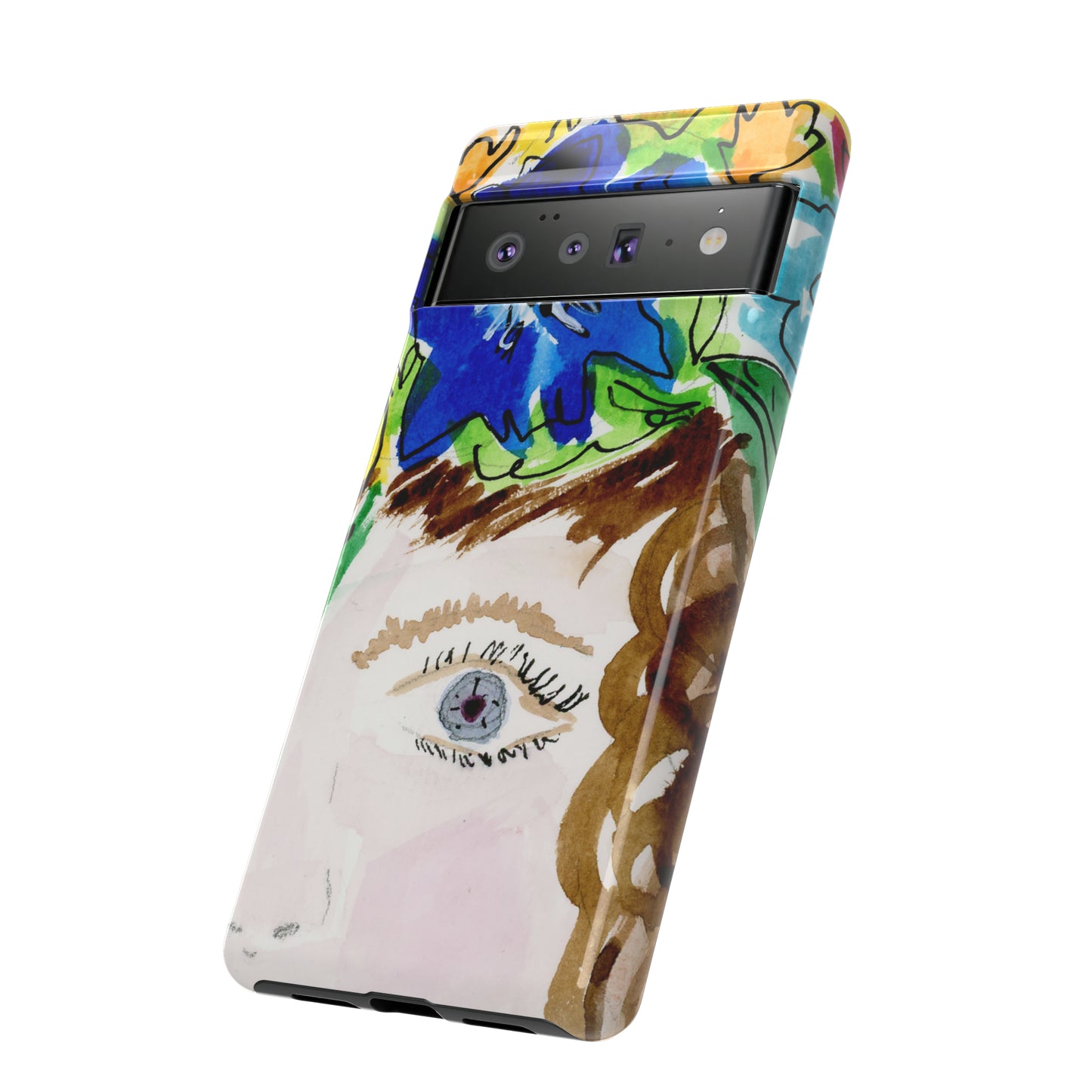 Vera | Hand Painted Girl with Flowers Headdress Colorful Case: Impact-Resistant Phone Cases